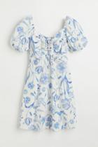 H & M - Puff-sleeved Dress - Beige