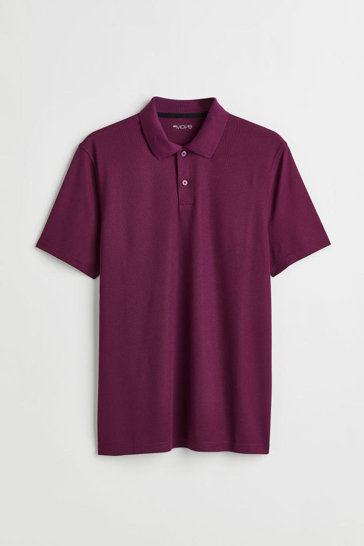H & M - Regular Fit Piqu Sports Shirt - Purple