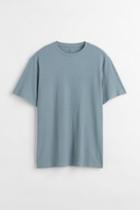 H & M - Regular Fit Ribbed Cotton T-shirt - Turquoise
