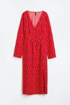 H & M - Button-front Crped Dress - Red
