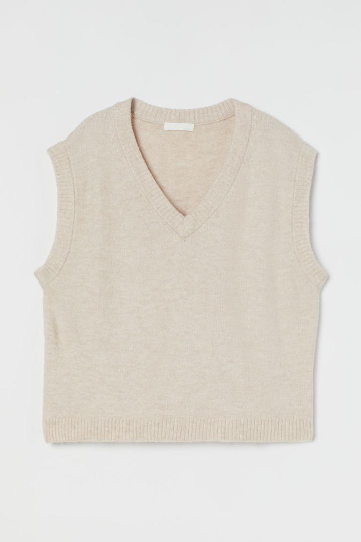 H & M - V-neck Sweater Vest - Beige