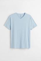 H & M - Slim Fit V-neck T-shirt - Blue