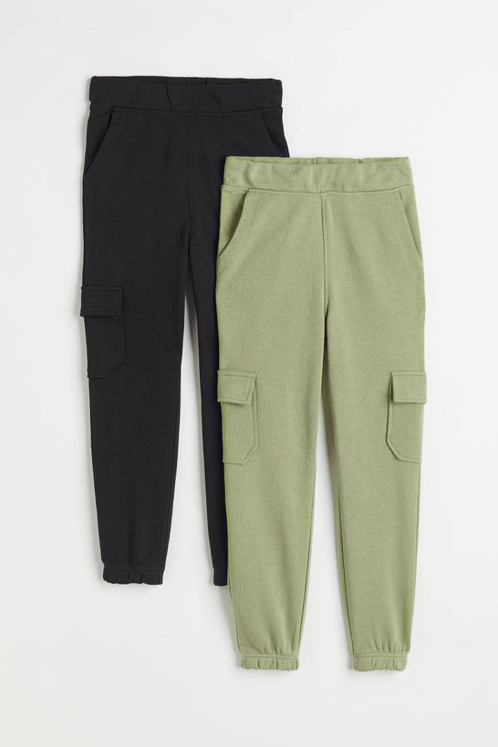 H & M - 2-pack Cargo Joggers - Green