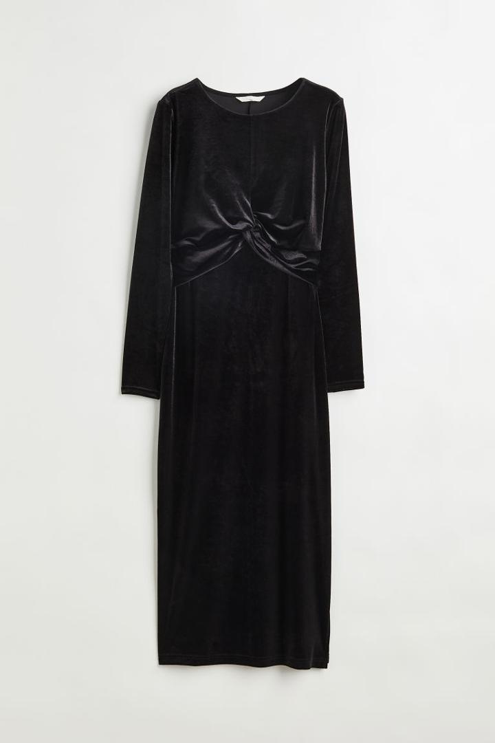H & M - Mama Velour Nursing Dress - Black
