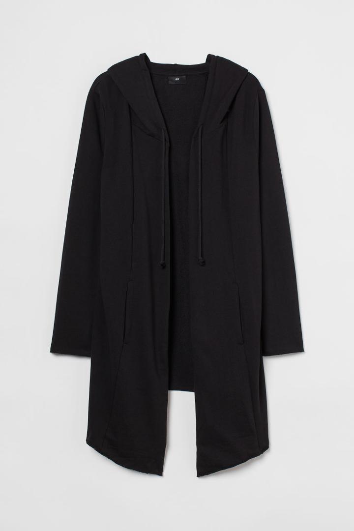 H & M - Long Hooded Cardigan - Black