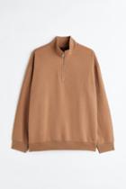 H & M - Relaxed Fit Thermolite Half-zip Sweatshirt - Beige