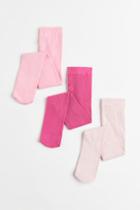 H & M - 3-pack Fine-knit Tights - Pink
