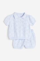 H & M - 2-piece Pointelle-knit Set - Blue