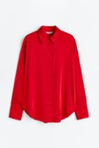 H & M - Pointed-collar Shirt - Red