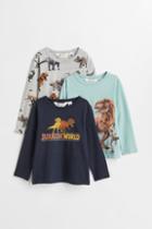 H & M - 3-pack Printed Jersey Shirts - Turquoise