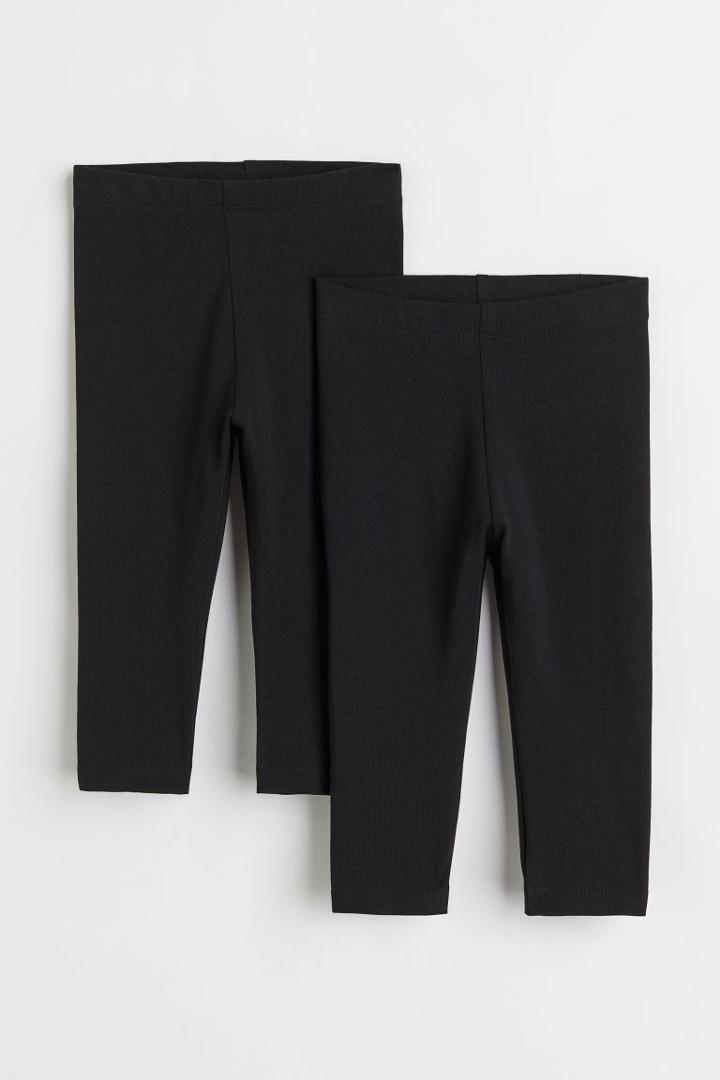 H & M - 2-pack Cotton Leggings - Black