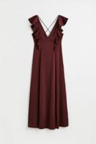 H & M - Flounced Maxi Dress - Red