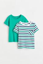H & M - 2-pack Cotton T-shirts - Green