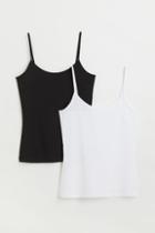 H & M - 2-pack Jersey Tank Tops - Black