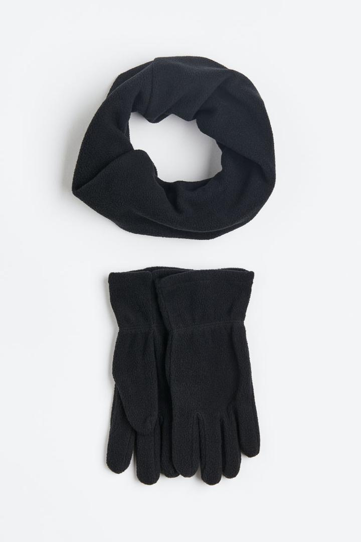 H & M - 2-piece Fleece Set - Black