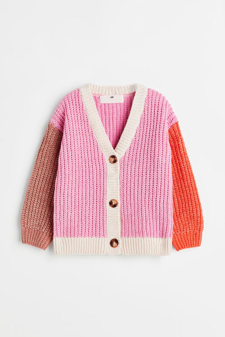 H & M - Patterned Cardigan - Pink
