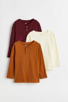 H & M - 3-pack Henley Shirts - Yellow