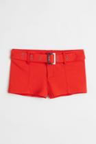 H & M - Belted Shorts - Orange