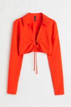 H & M - Collared Crop Top - Red