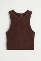 H & M - Rib-knit Sweater Vest - Brown