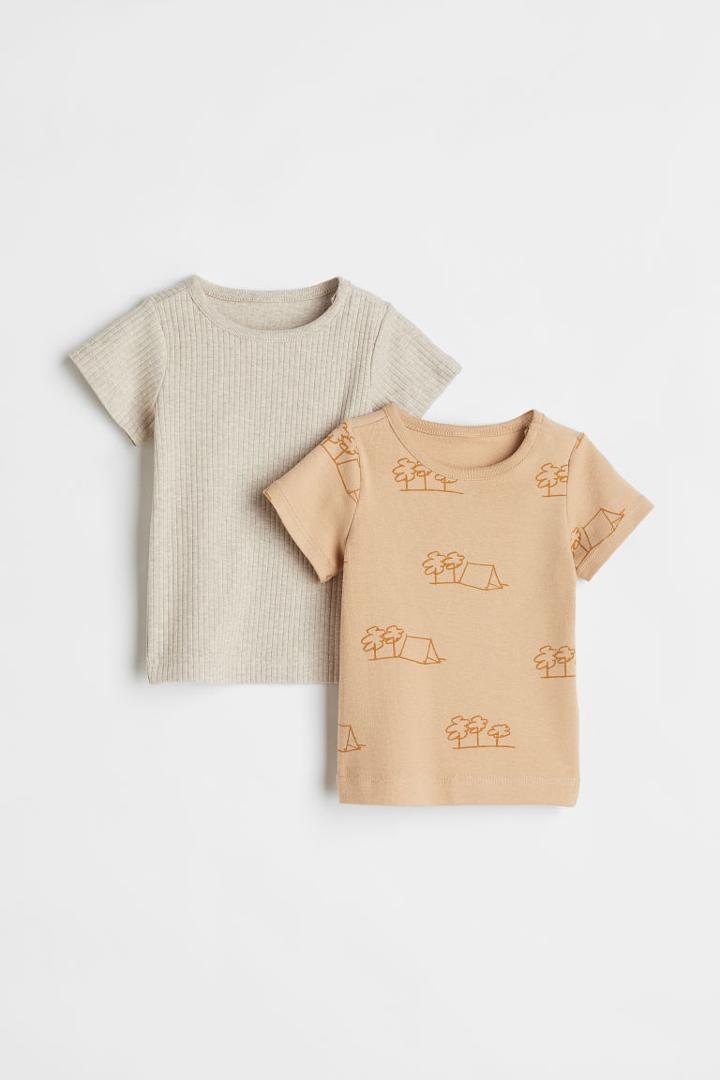 H & M - 2-pack Cotton T-shirts - Beige
