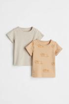 H & M - 2-pack Cotton T-shirts - Beige