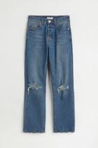 H & M - Straight High Ankle Jeans - Blue