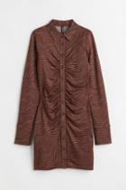 H & M - Draped Shirt Dress - Brown