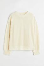 H & M - Ribbed Velour Top - White