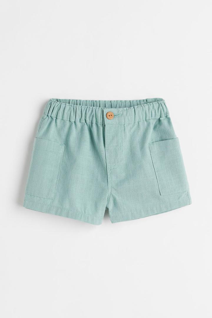 H & M - Patch-pocket Shorts - Turquoise