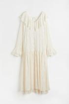 H & M - Flounced Dress - Beige
