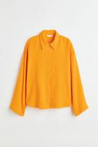 H & M - Crinkled Cotton Shirt - Yellow