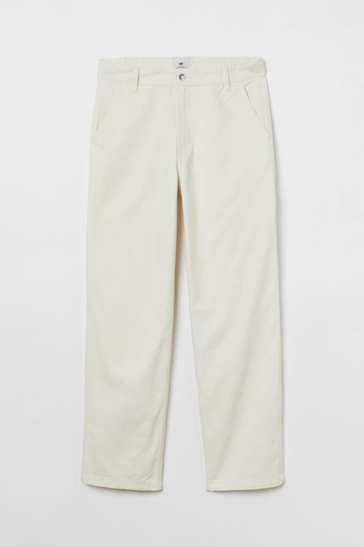 H & M - Relaxed Fit Twill Pants - White