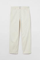 H & M - Relaxed Fit Twill Pants - White