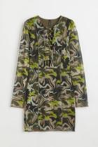H & M - Lacing-detail Mesh Dress - Green