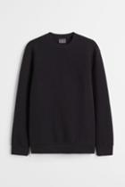 H & M - Regular Fit Ribbed Sweatshirt - Black