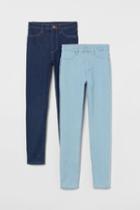 H & M - 2-pack Skinny Fit High Jeans - Blue