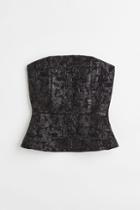 H & M - Bandeau-style Peplum Top - Black