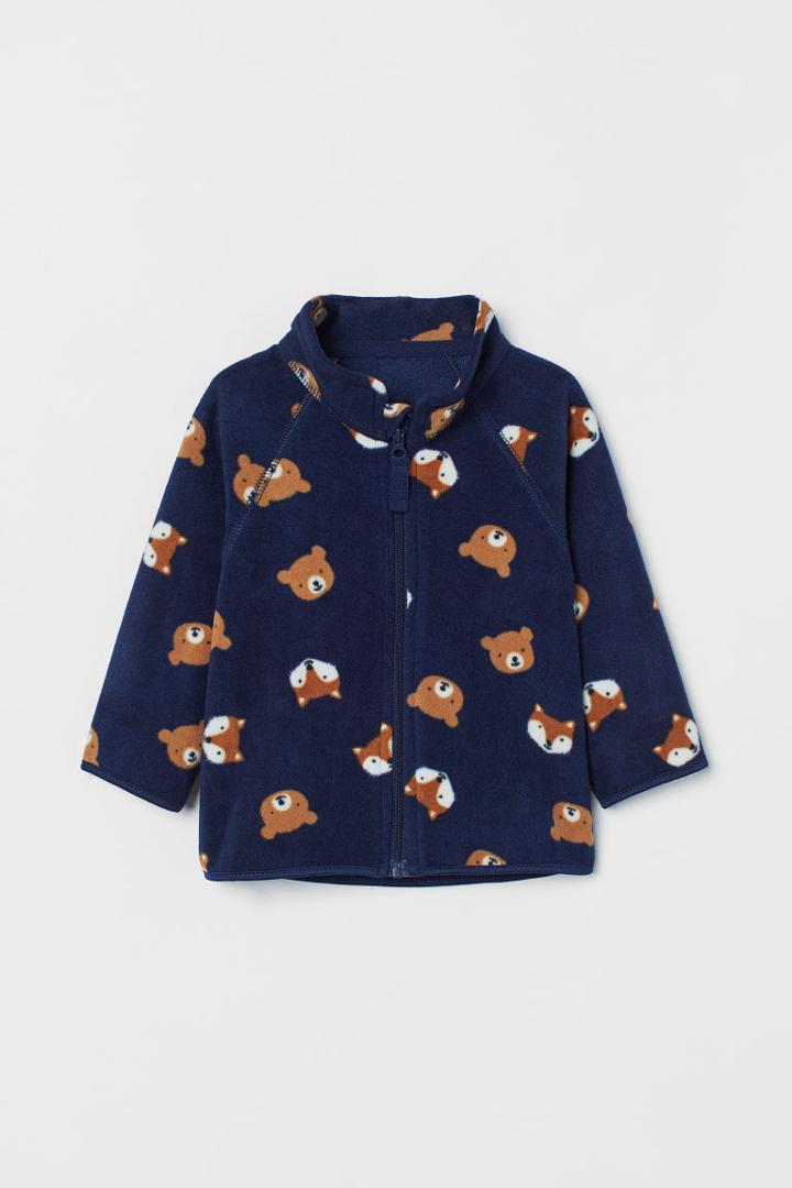 H & M - Patterned Fleece Jacket - Blue