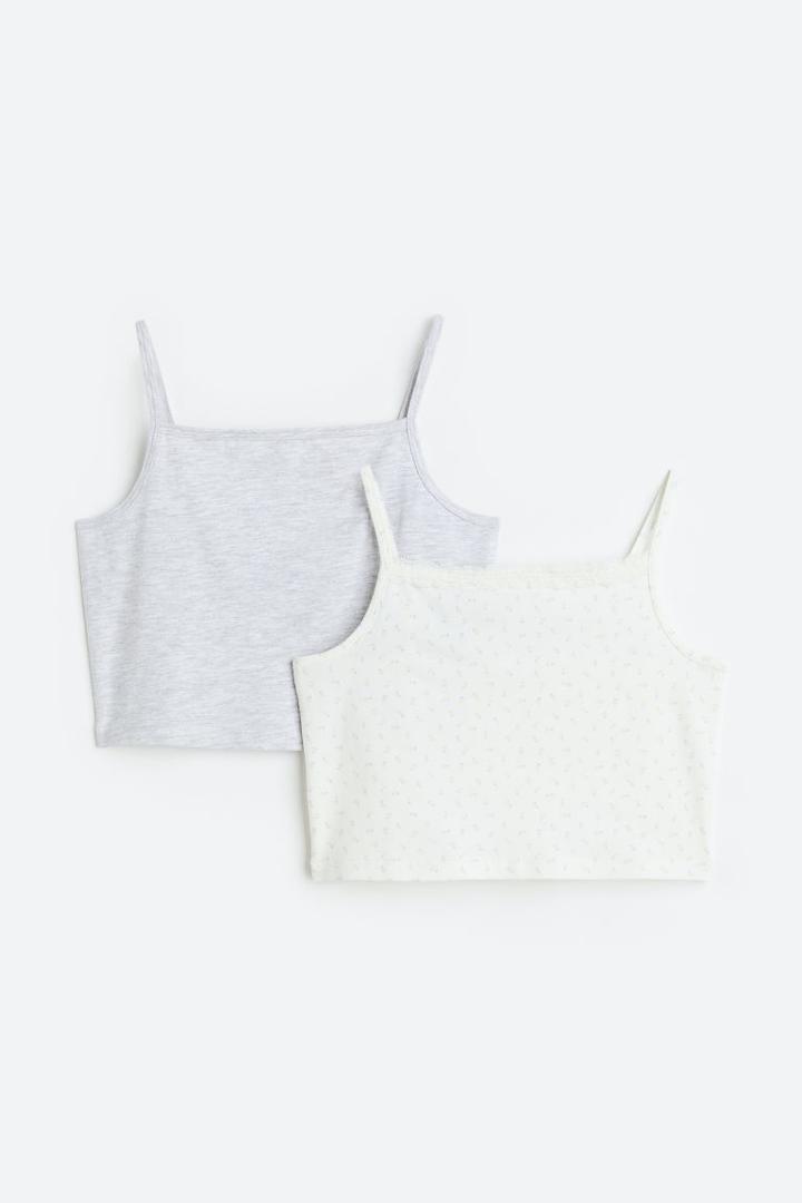 H & M - 2-pack Jersey Tank Tops - White