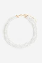 H & M - Short Beaded Necklace - White
