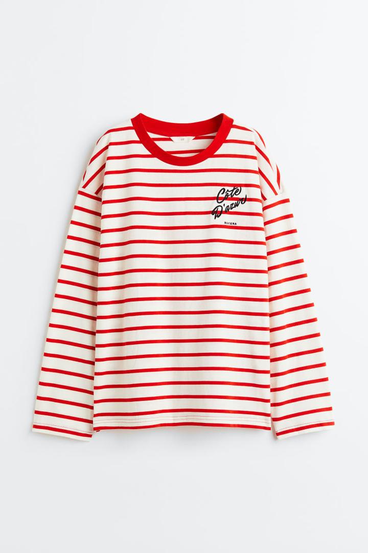 H & M - Oversized Jersey Top - Red