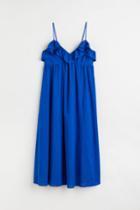 H & M - Flounce-trimmed Dress - Blue