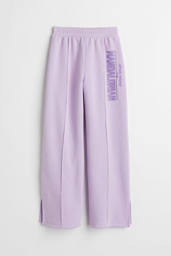 H & M - Straight-leg Printed Joggers - Purple
