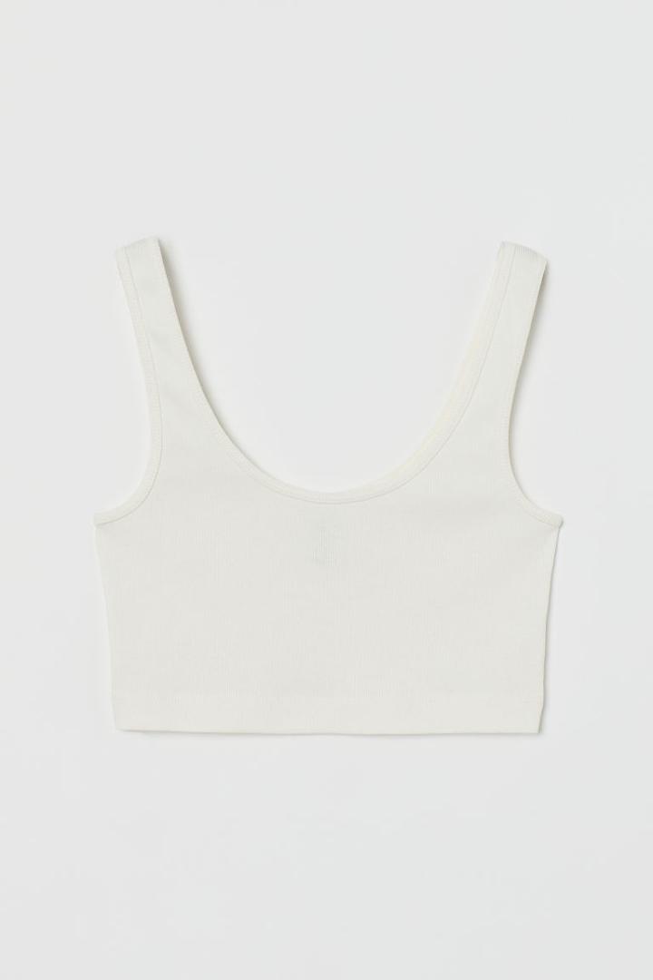 H & M - Cotton Crop Top - White