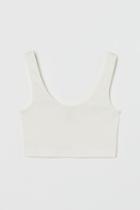 H & M - Cotton Crop Top - White