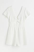 H & M - V-neck Romper - White