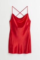 H & M - Short Satin Dress - Red
