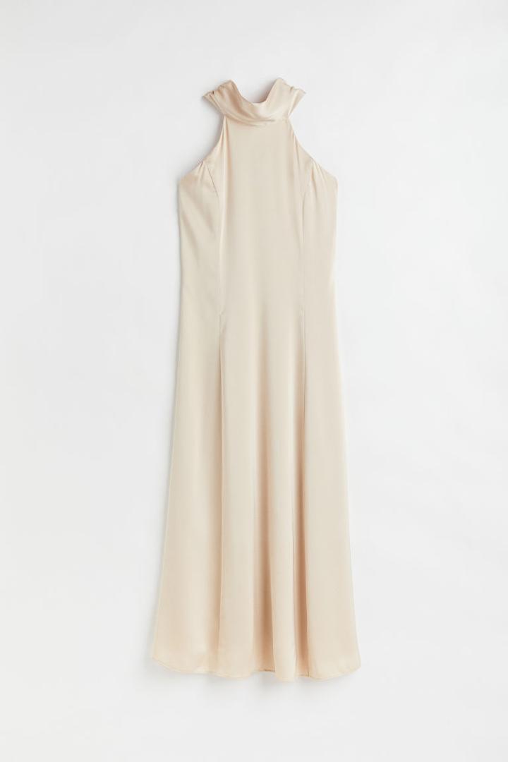H & M - Satin Bridesmaid Dress - Beige