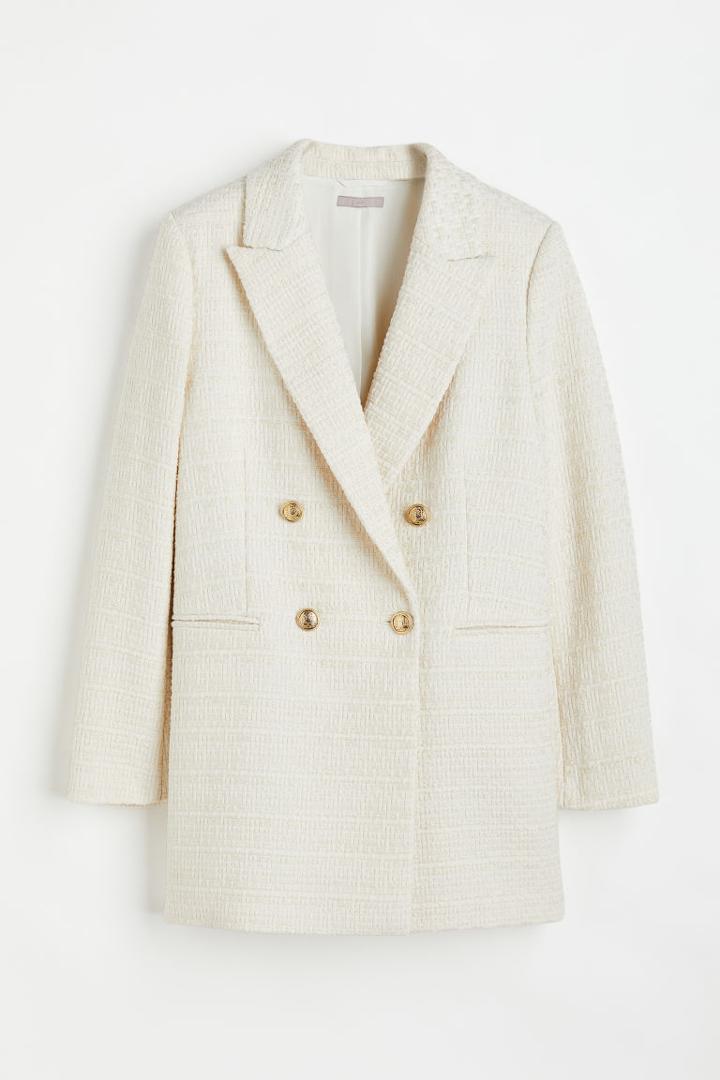 H & M - Double-breasted Jacket - White